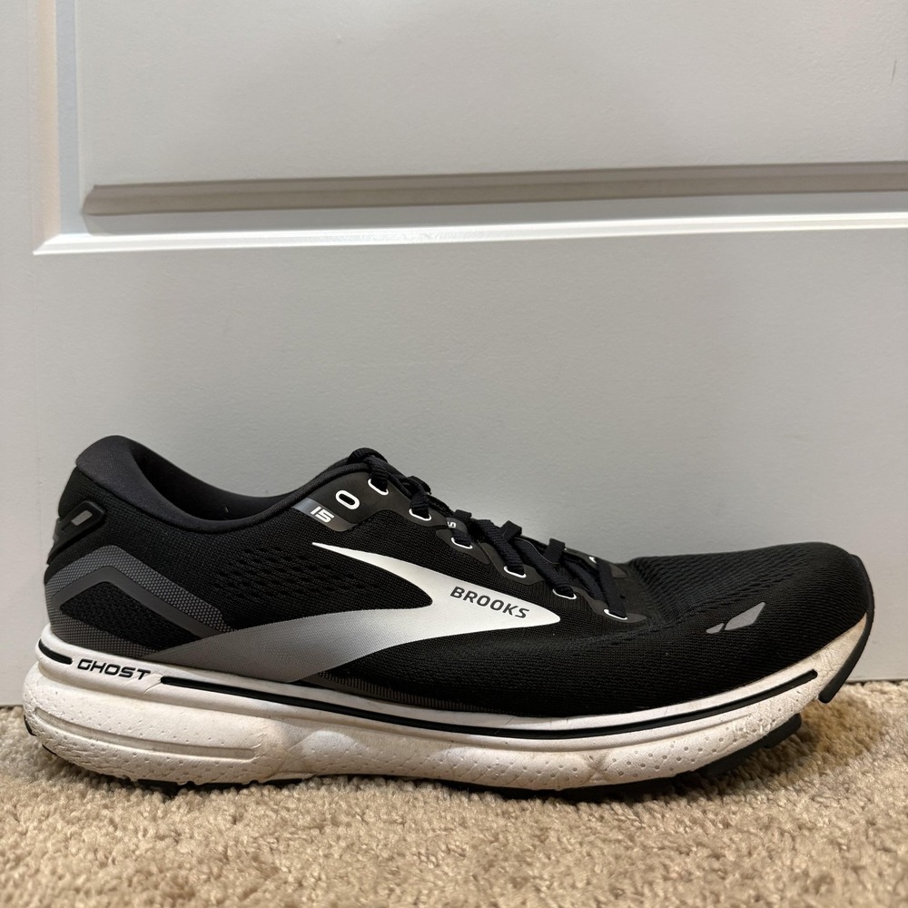 Brooks Ghost 15 Running Shoes Mens Size 12.5 Black Wide 2E Road Running Cushion